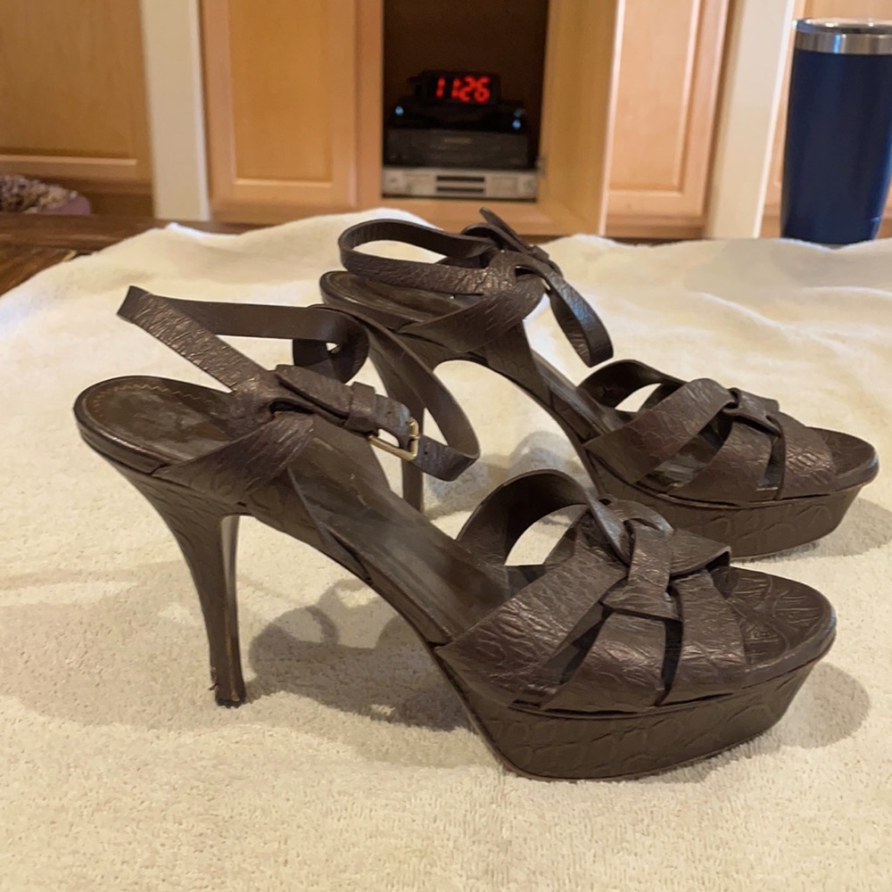 YSL bronze tribute shoes-